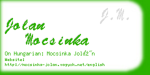 jolan mocsinka business card